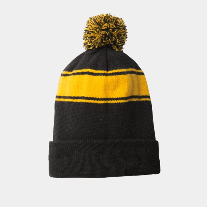 Sport Tek Stripe Pom Pom Beanie STC28 Stripe Pom Pom Beanie Thumbnail