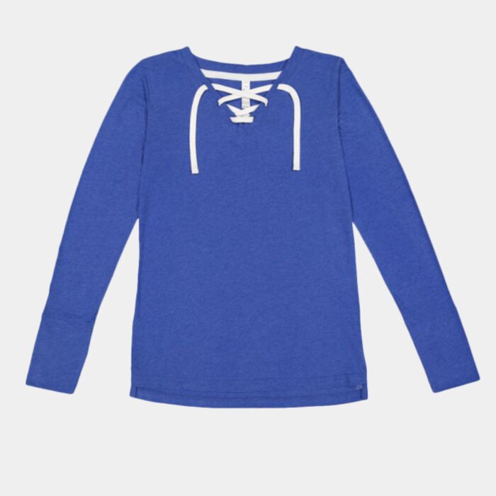 LAT Women's Fine Jersey Lace-Up Long Sleeve T-Shirt 3538 Women's Fine Jersey Lace-Up Long Sleeve T-Shirt Thumbnail