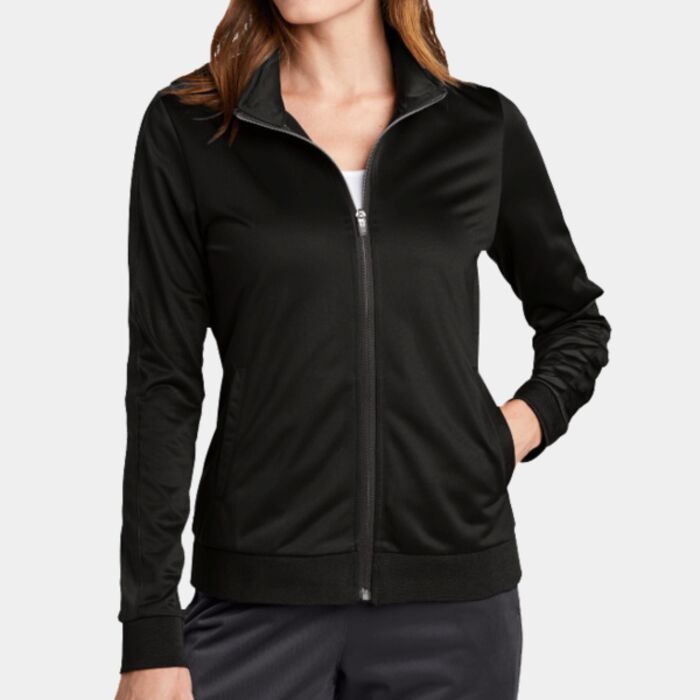 Sport Tek Ladies Tricot Sleeve Stripe Track Jacket LST94 Ladies Tricot Sleeve Stripe Track Jacket Thumbnail