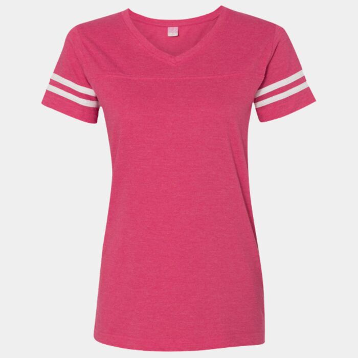 Women's Football V-Neck Fine Jersey Tee Thumbnail