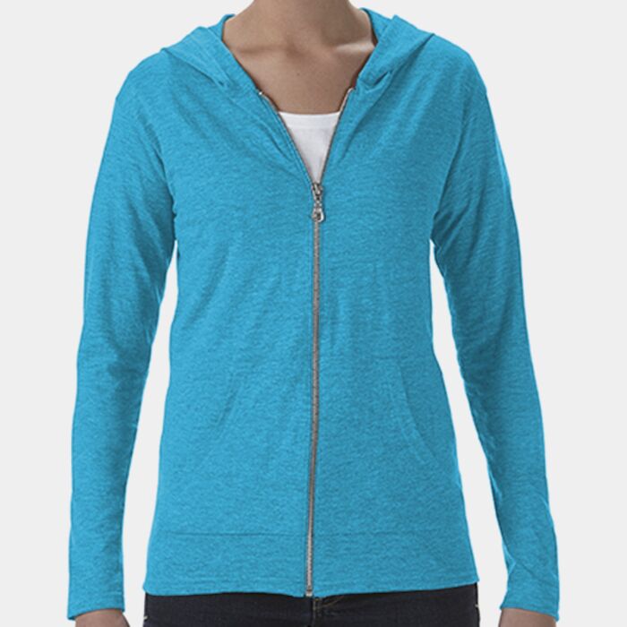 Anvil Women's Triblend Full-Zip Hooded Long Sleeve T-Shirt 6759L Women's Triblend Full-Zip Hooded Long Sleeve T-Shirt Thumbnail