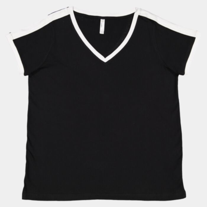 LAT Women's Curvy Retro Ringer Premium Jersey V-Neck Tee 3832 Women's Curvy Retro Ringer Premium Jersey V-Neck Tee Thumbnail