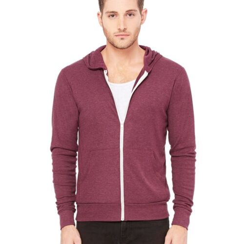 Triblend Lightweight Full-Zip Hooded Long Sleeve Tee Thumbnail